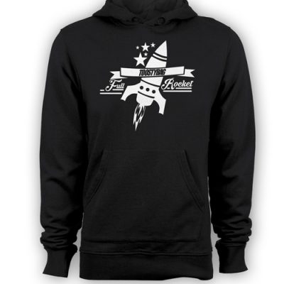 Poleron Rocket Negro Diseño Blanco